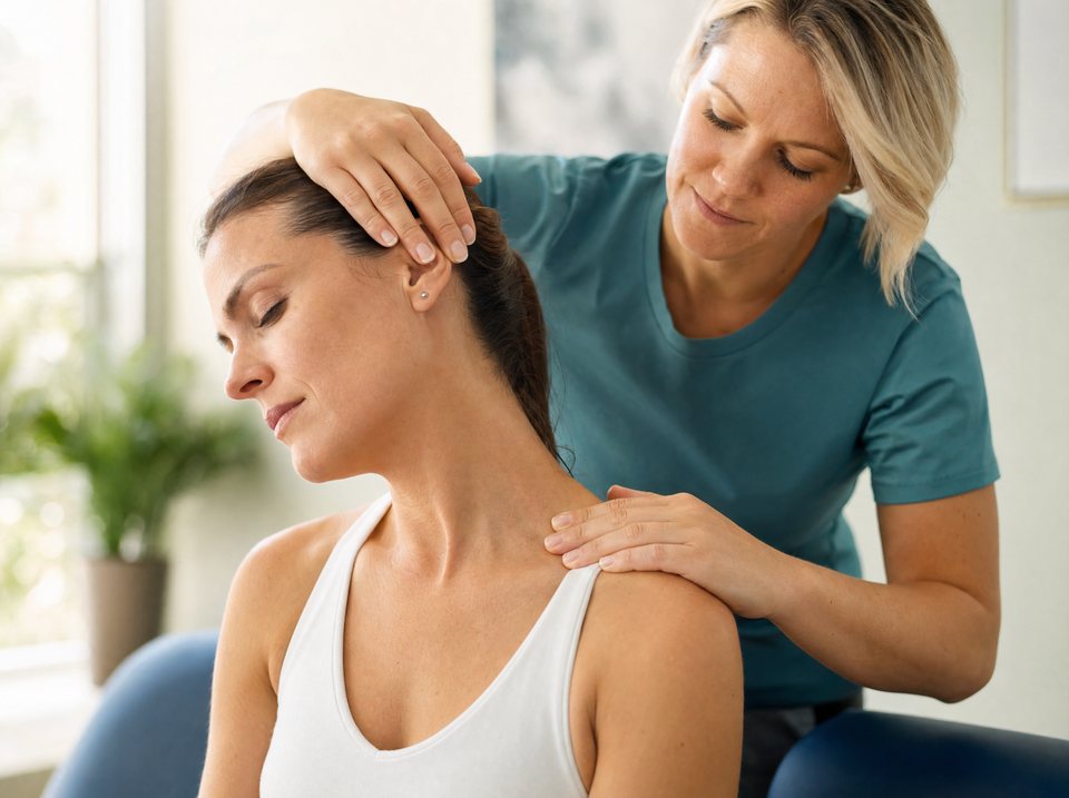 Manual therapy to the neck and shoulder