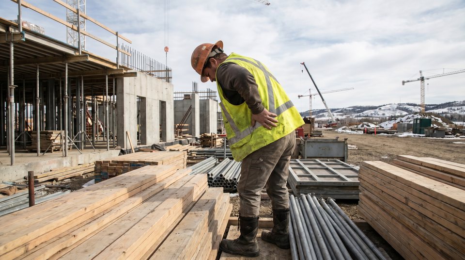 A construction worker at work on a building site