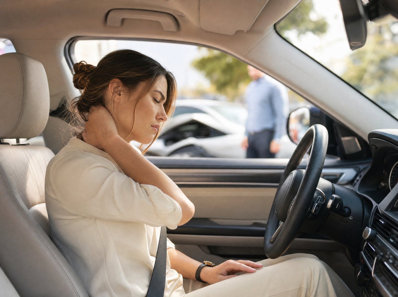 Neck pain in the car after a collision